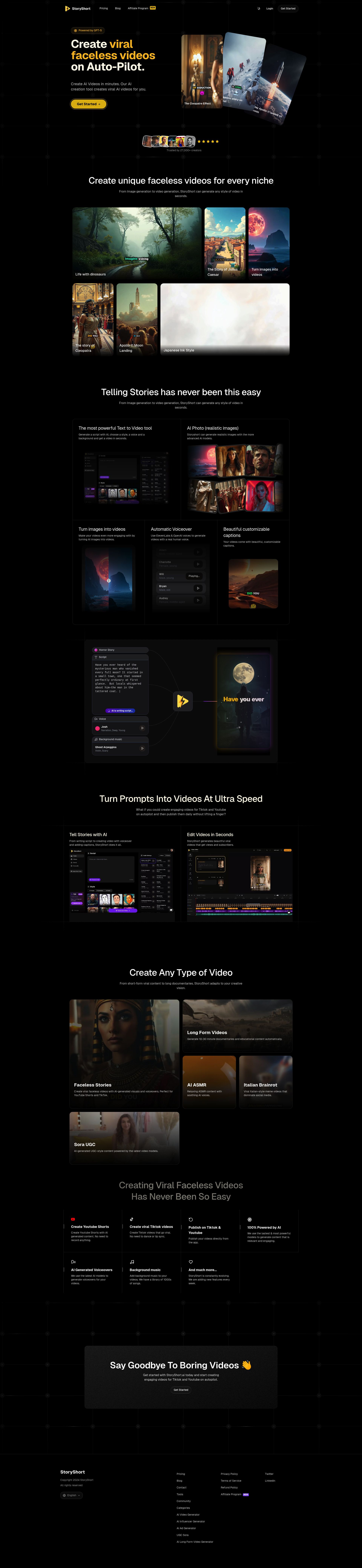 StoryShort landing page screenshot
