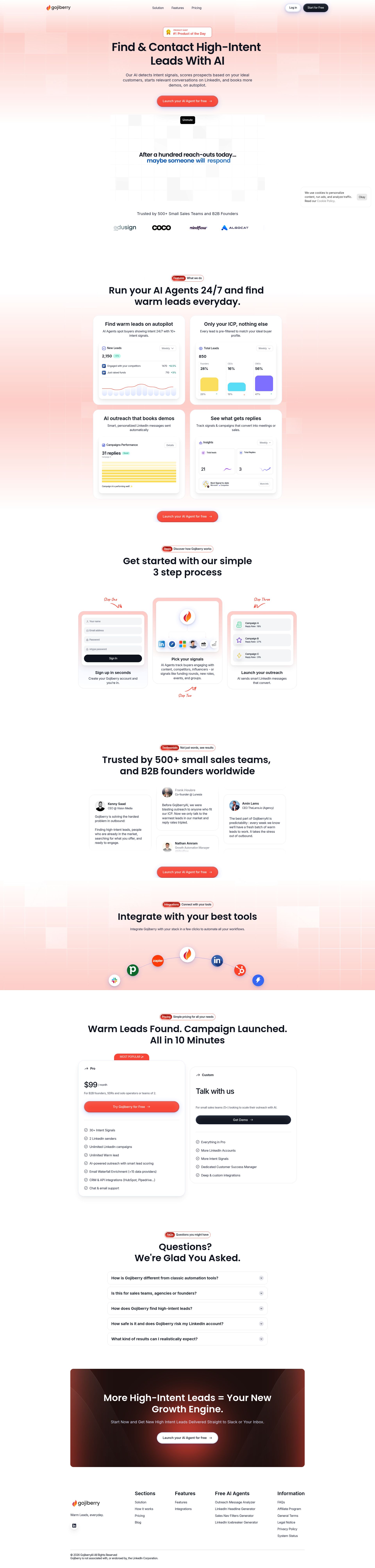 GojiberryAI landing page screenshot