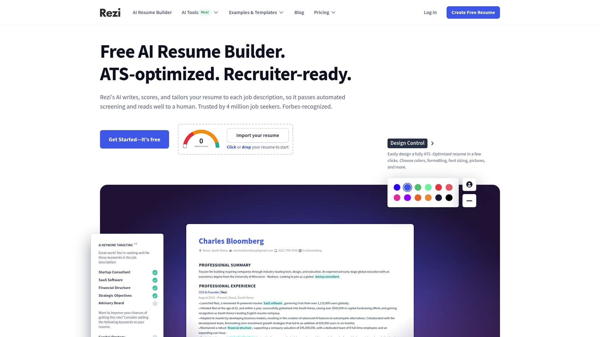 Rezi homepage hero screenshot
