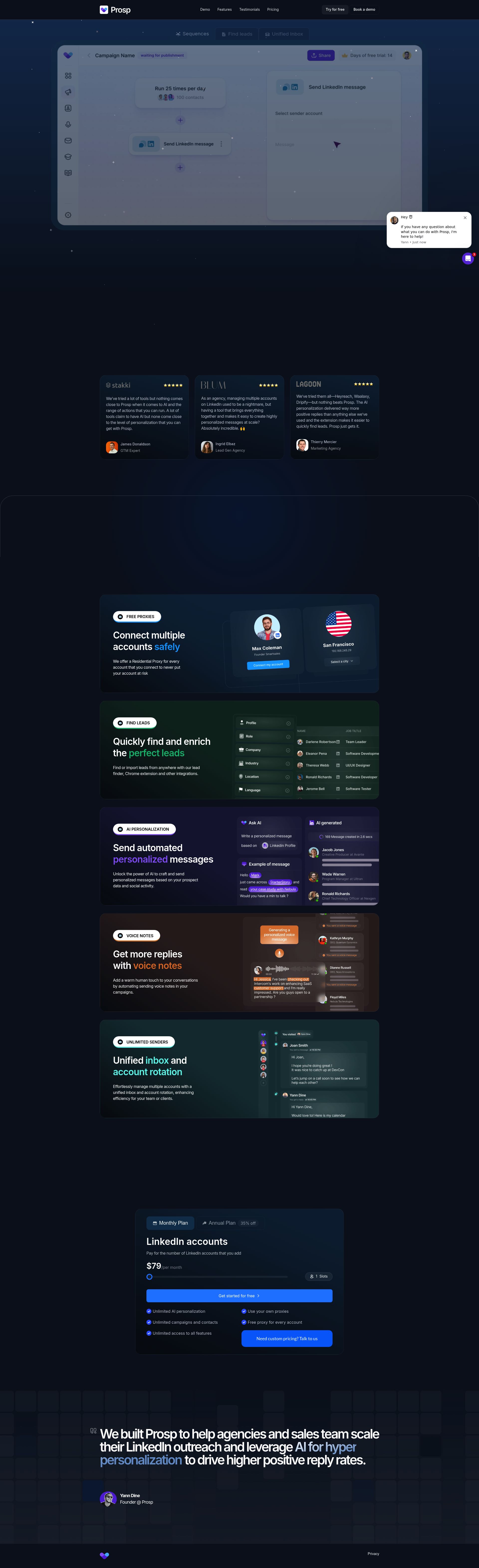 PROSP landing page screenshot