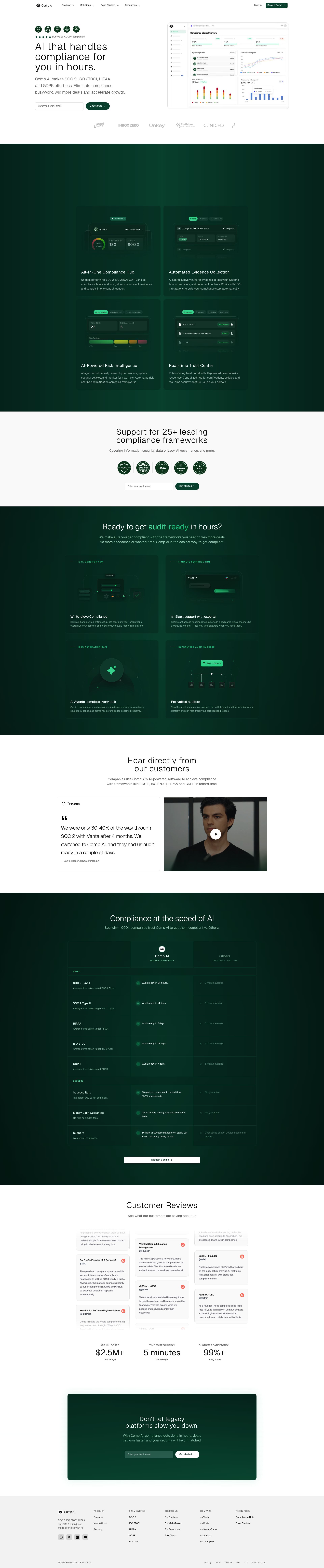 Comp AI landing page screenshot