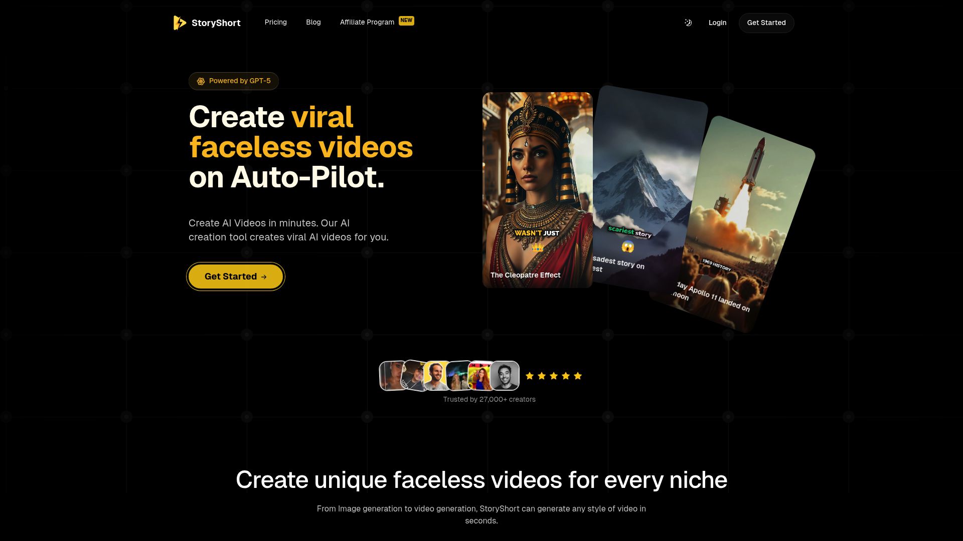 StoryShort homepage hero screenshot