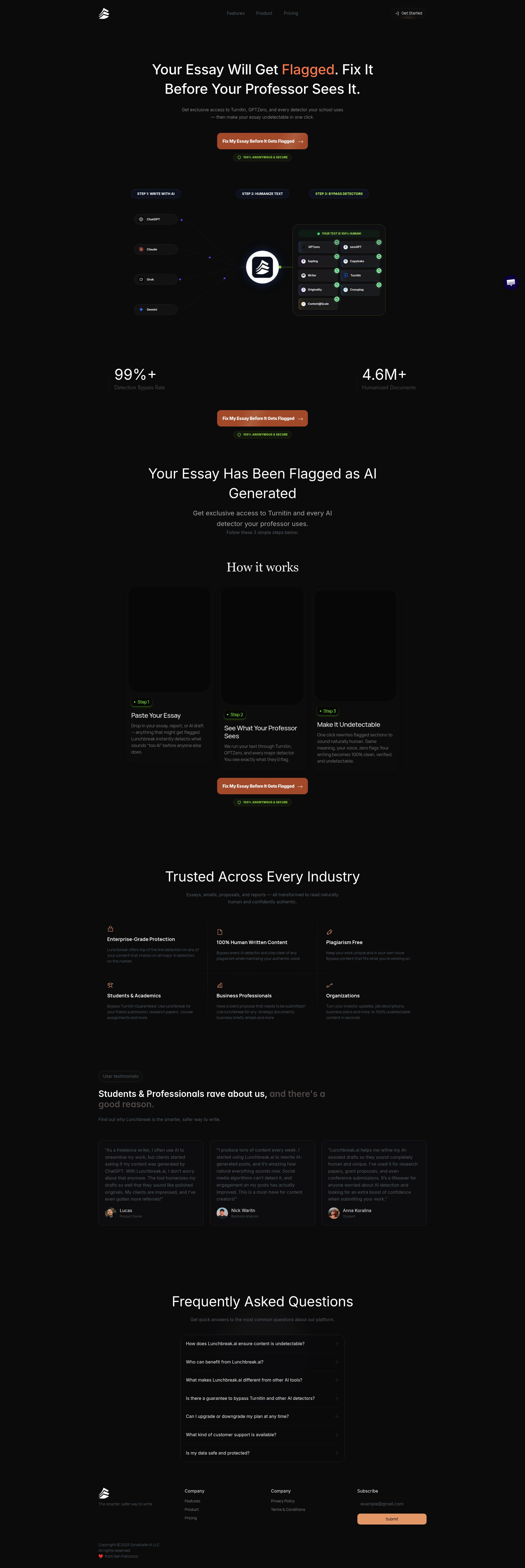 Lunchbreak landing page screenshot