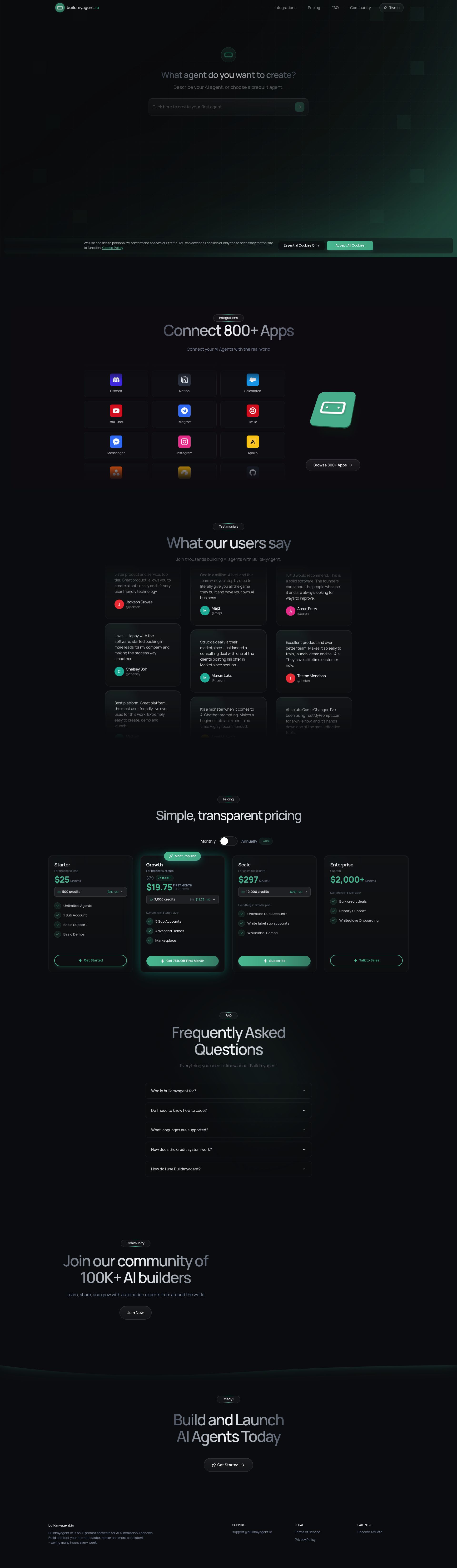 BuildMyAgent.io landing page screenshot