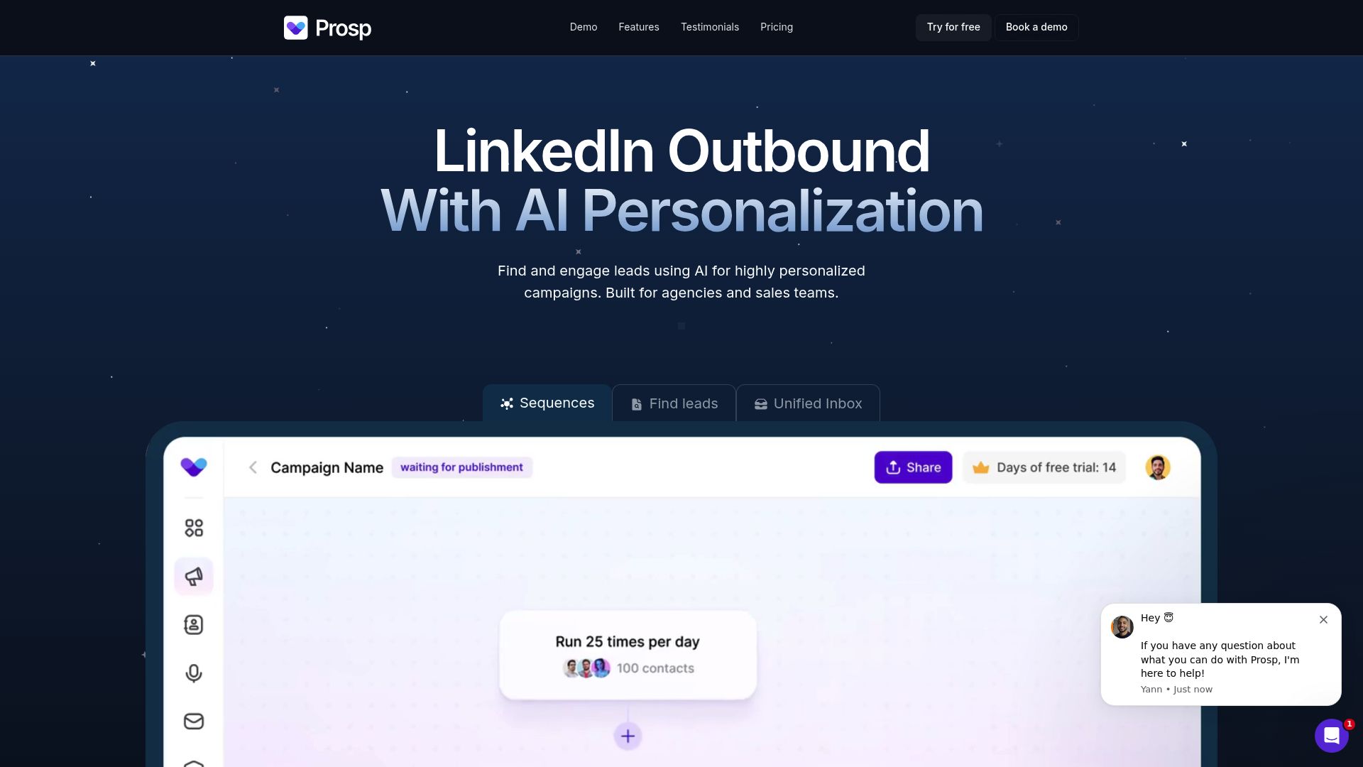 PROSP homepage hero screenshot