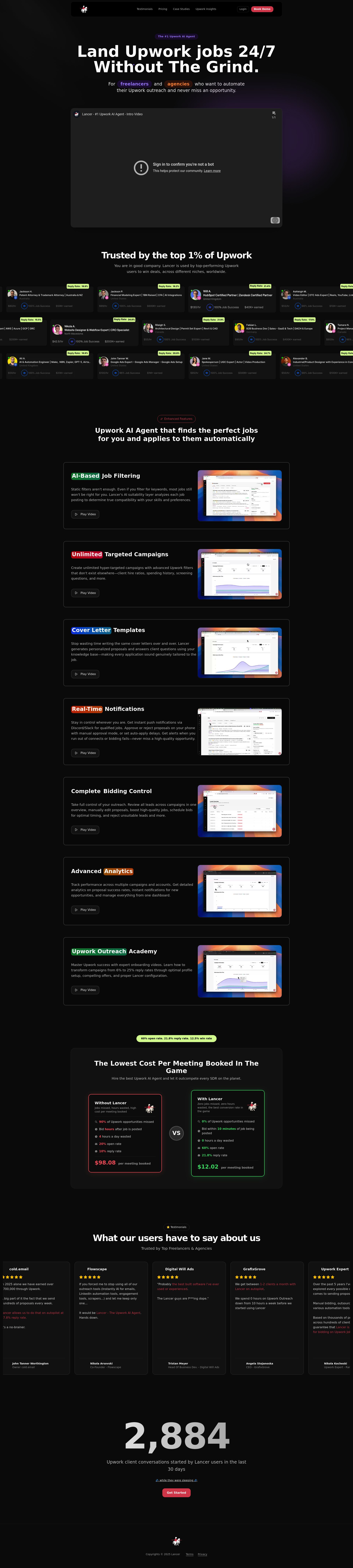 Lancer.app landing page screenshot
