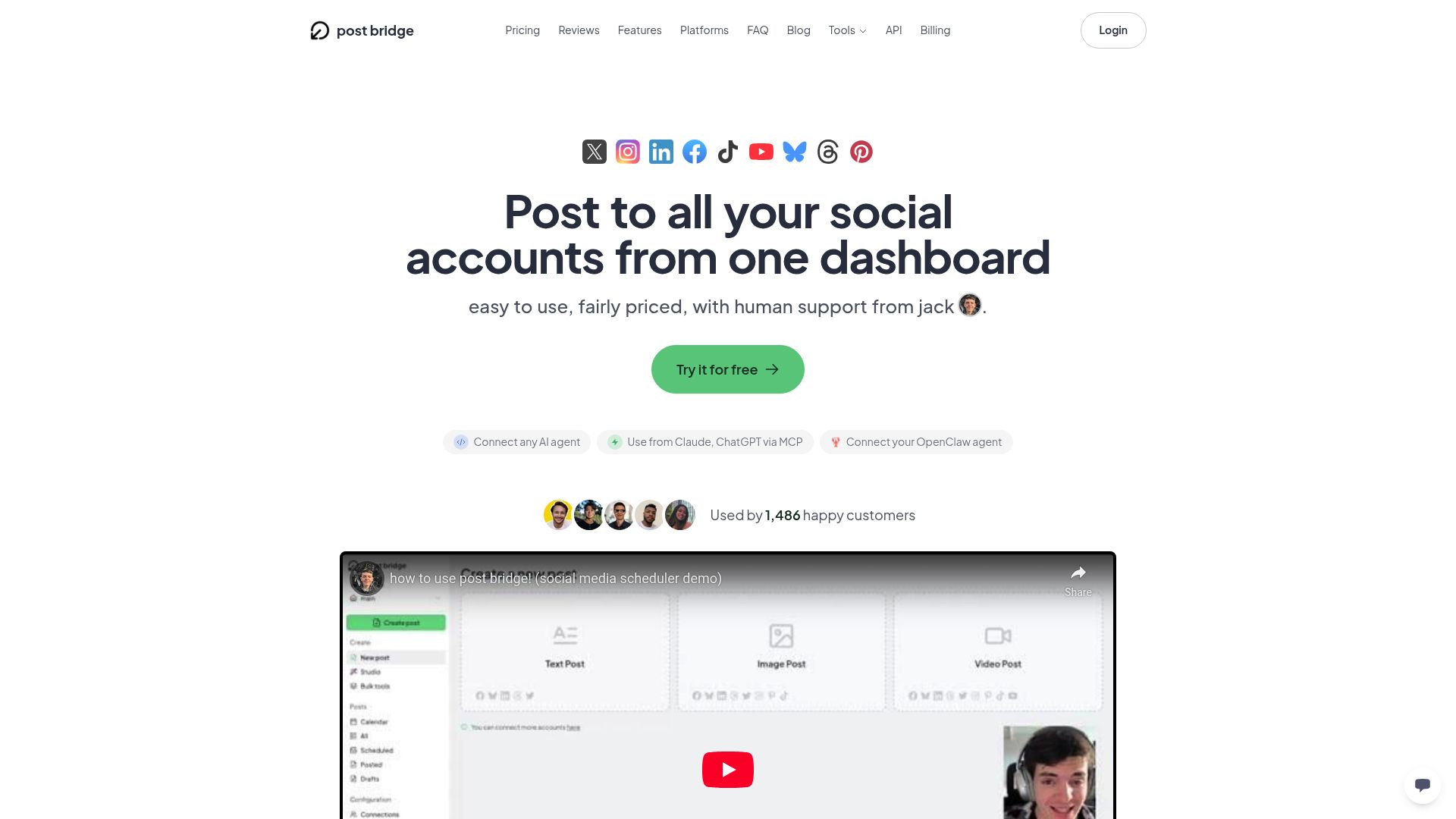 POST BRIDGE homepage hero screenshot